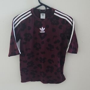 Adidas Maroon Leopard Print Tee